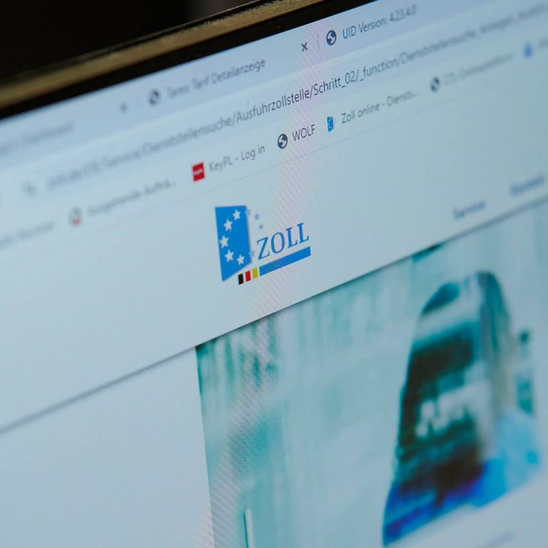 Nahaufnahme einer Zoll Website auf einem Bildschirm